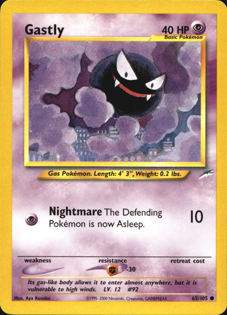 Gastly 65/105 Common Neo Destiny Pokemon Near Mint