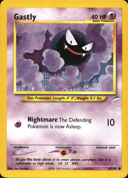 Gastly 65/105 Common Neo Destiny Pokemon Near Mint