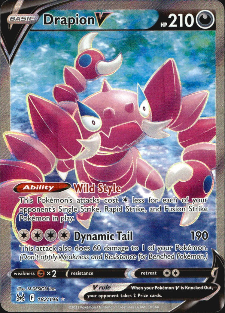 Drapion V 182/196 Rare Ultra Lost Origin Pokemon Near Mint