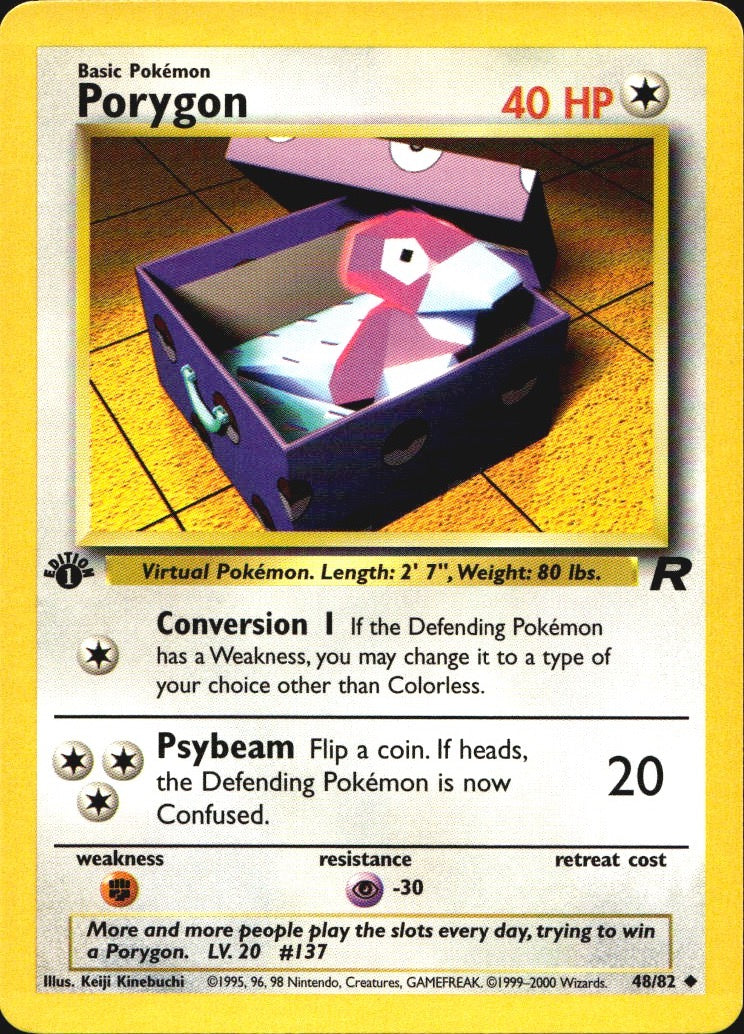Porygon 48/82 Uncommon Team Rocket Pokemon 1st Edition Near Mint