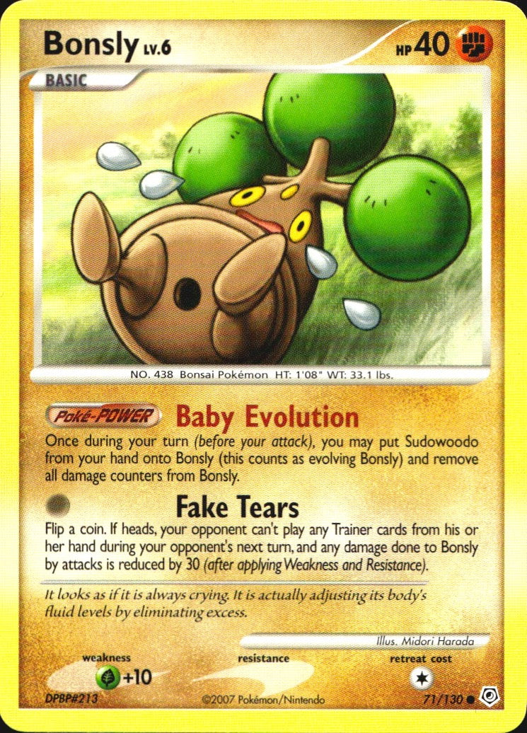 Bonsly 71/130 Common Diamond & Pearl Pokemon Near Mint