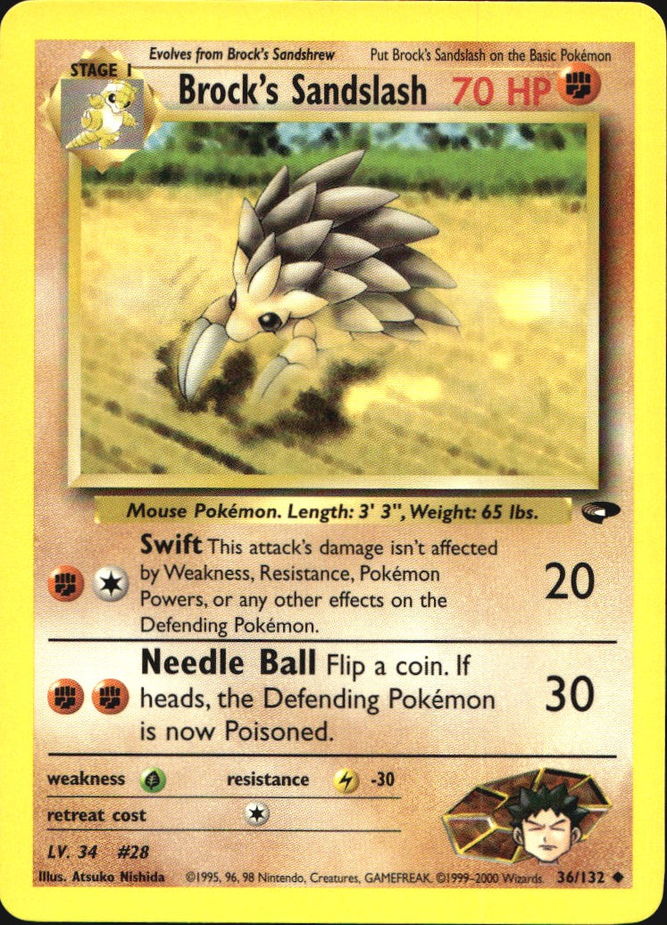 Brock's Sandslash 36/132 Uncommon Gym Challenge Pokemon Near Mint