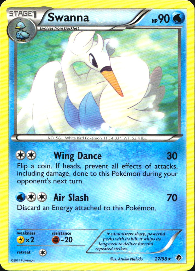 Swanna 27/98 Rare Emerging Powers Pokemon Near Mint