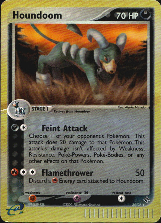 Houndoom 34/97 Uncommon Dragon Pokemon Reverse Holo Lightly Played