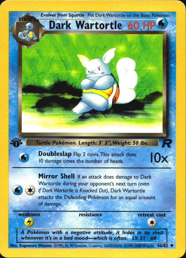 Dark Wartortle 46/82 Uncommon Team Rocket Pokemon 1st Edition Near Mint