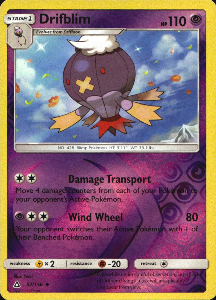Drifblim 52/156 Uncommon Ultra Prism Pokemon Reverse Holo Near Mint