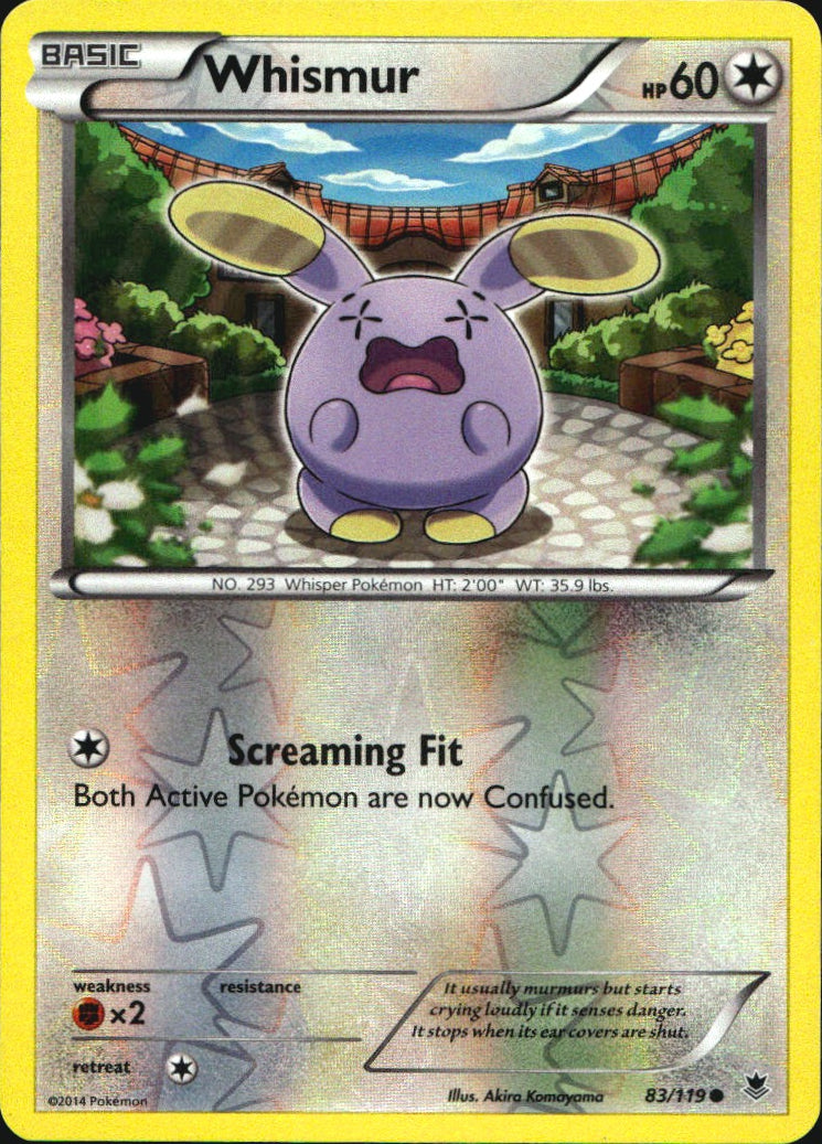 Whismur 83/119 Common Phantom Forces Pokemon Reverse Holo Near Mint