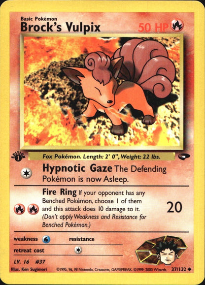 Brock's Vulpix 37/132 Uncommon Gym Challenge Pokemon 1st Edition Near Mint