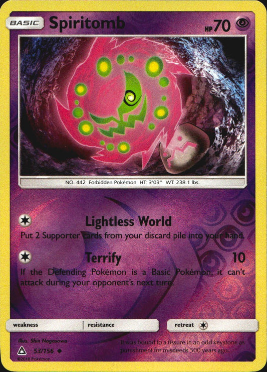 Spiritomb 53/156 Uncommon Ultra Prism Pokemon Reverse Holo Near Mint
