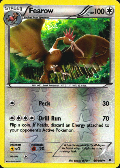 Fearow 66/108 Uncommon Roaring Skies Pokemon Reverse Holo Near Mint