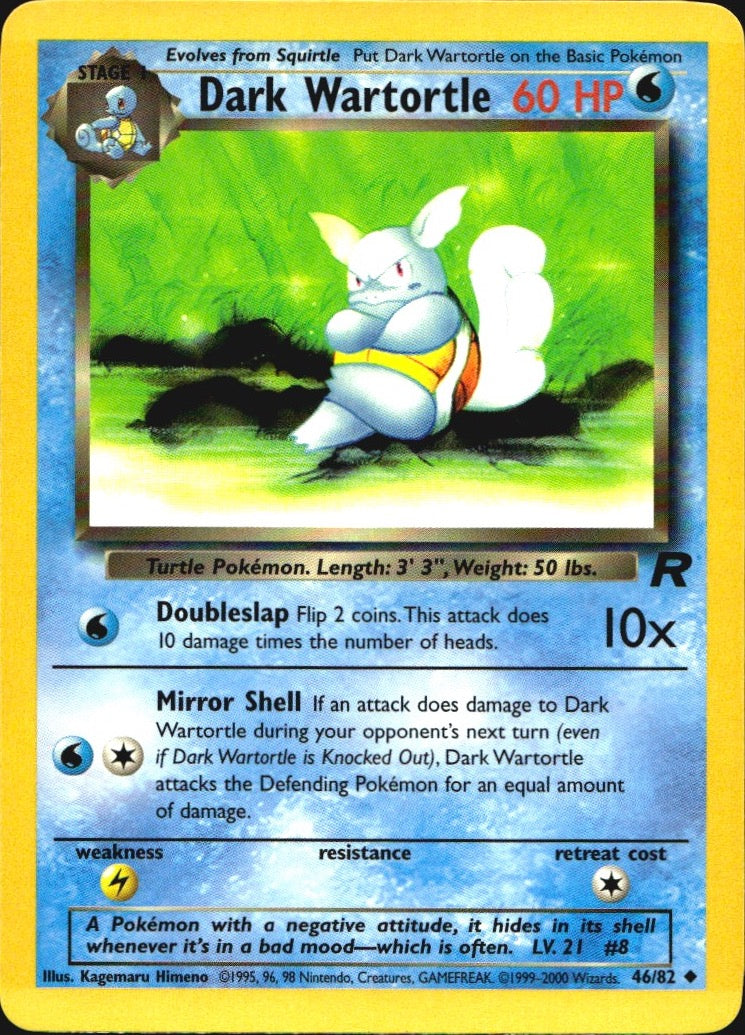 Dark Wartortle 46/82 Uncommon Team Rocket Pokemon Near Mint