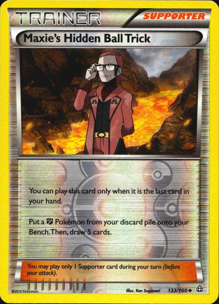 Maxie's Hidden Ball Trick 133/160 Uncommon Primal Clash Pokemon Reverse Holo NM
