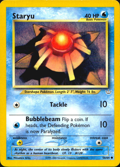 Staryu 56/64 Common Neo Revelation Pokemon Near Mint