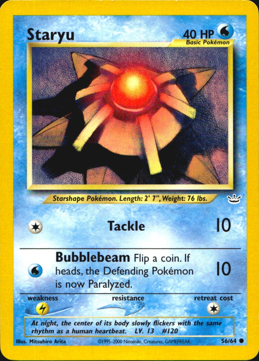 Staryu 56/64 Common Neo Revelation Pokemon Near Mint