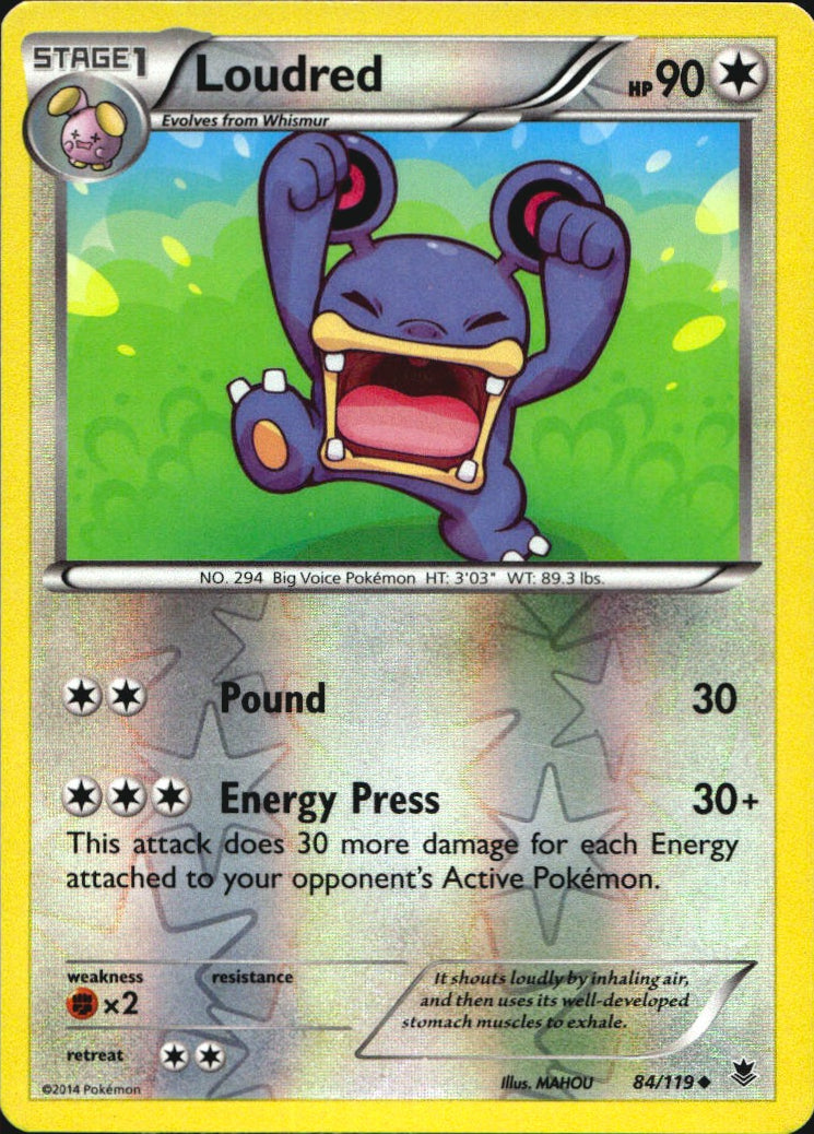 Loudred 84/119 Uncommon Phantom Forces Pokemon Reverse Holo Near Mint