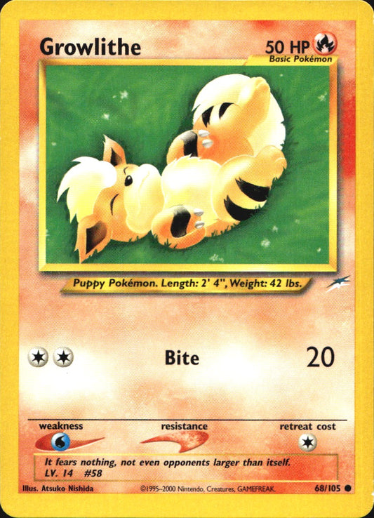 Growlithe 68/105 Common Neo Destiny Pokemon Near Mint