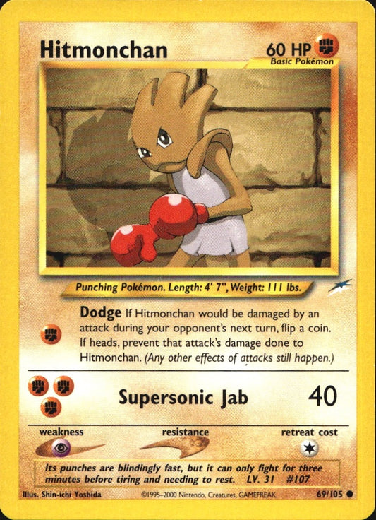 Hitmonchan 69/105 Common Neo Destiny Pokemon Near Mint