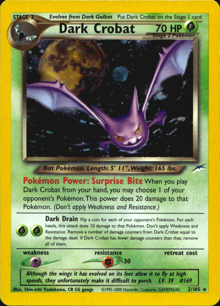 Dark Crobat 2/105 Holo Rare Neo Destiny Pokemon Near Mint