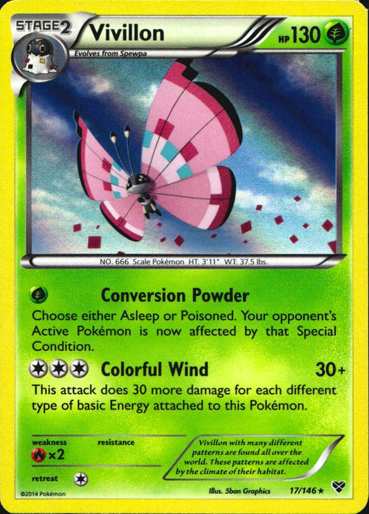 Vivillon 17/146 Holo Rare XY Pokemon Near Mint