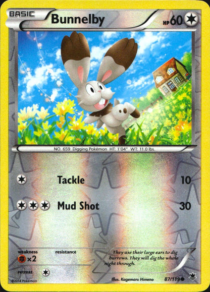 Bunnelby 87/119 Common Phantom Forces Pokemon Reverse Holo Near Mint