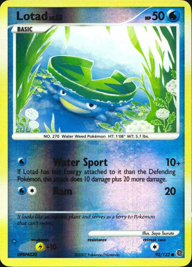 Lotad 92/132 Common Secret Wonders Pokemon Reverse Holo Near Mint