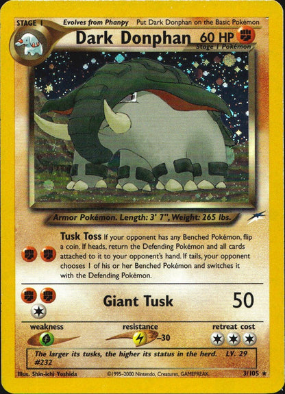 Dark Donphan 3/105 Holo Rare Neo Destiny Pokemon Near Mint