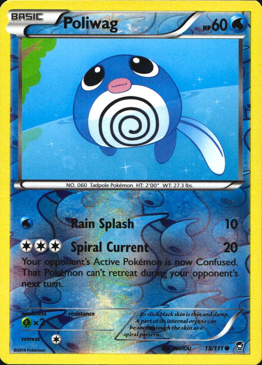 Poliwag 15/111 Common Furious Fists Pokemon Reverse Holo Near Mint