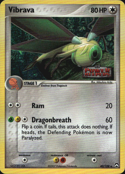 Vibrava 40/108 Uncommon Power Keepers Pokemon Reverse Holo Near Mint