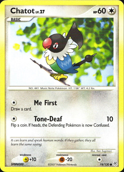 Chatot 74/130 Common Diamond & Pearl Pokemon Near Mint