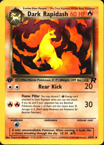 Dark Rapidash 44/82 Uncommon Team Rocket Pokemon 1st Edition Near Mint