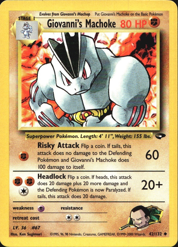 Giovanni's Machoke 42/132 Uncommon Gym Challenge Pokemon Near Mint