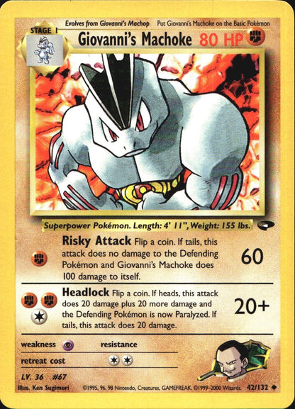 Giovanni's Machoke 42/132 Uncommon Gym Challenge Pokemon Near Mint