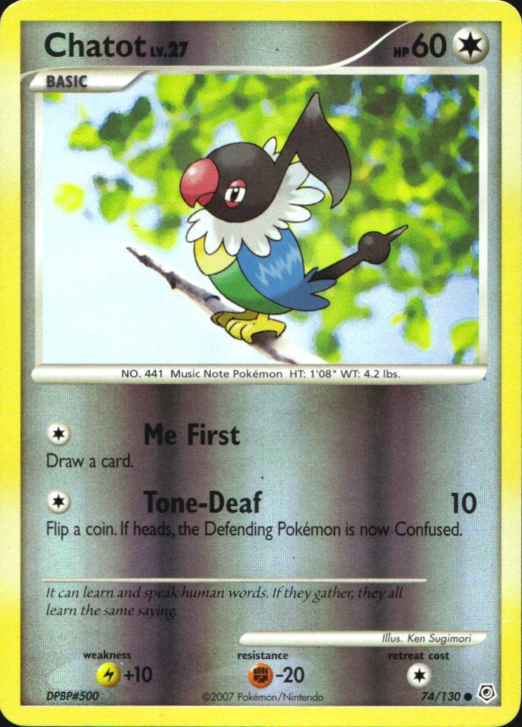Chatot 74/130 Common Diamond & Pearl Pokemon Reverse Holo Near Mint
