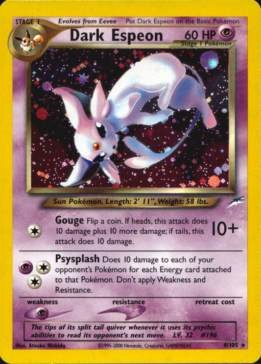 Dark Espeon 4/105 Holo Rare Neo Destiny Pokemon Lightly Played