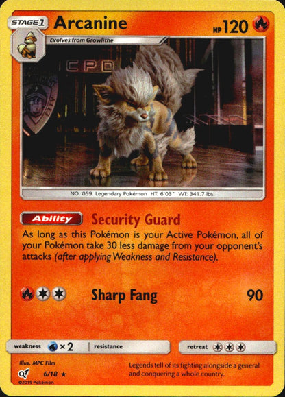 Arcanine 6/18 Rare Detective Pikachu Pokemon Near Mint