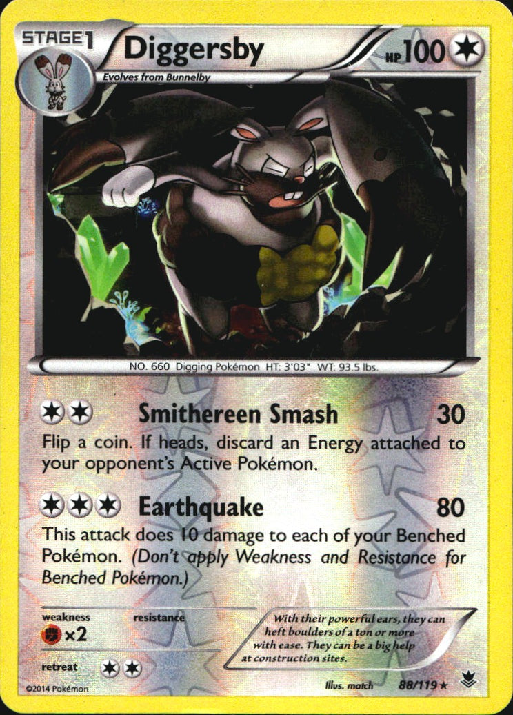 Diggersby 88/119 Rare Phantom Forces Pokemon Reverse Holo Near Mint