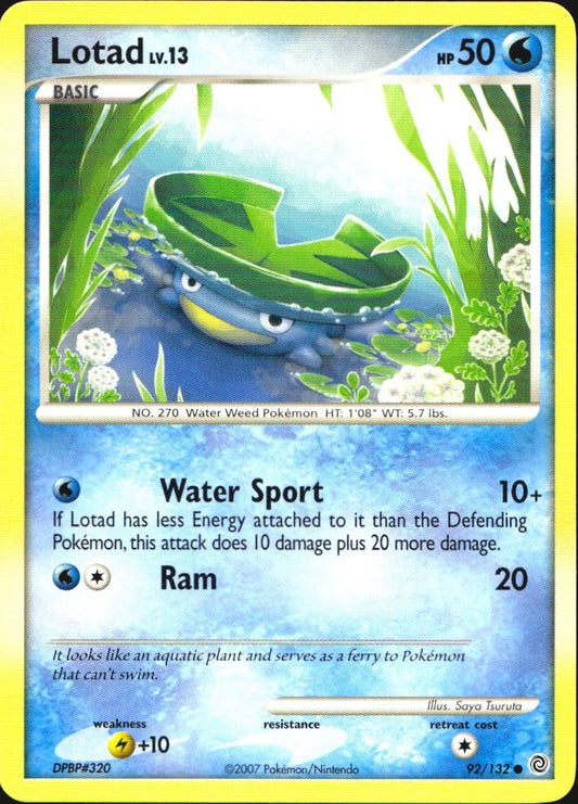 Lotad 92/132 Common Secret Wonders Pokemon Near Mint
