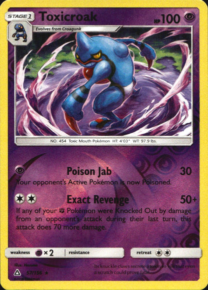 Toxicroak 57/156 Rare Ultra Prism Pokemon Reverse Holo Near Mint