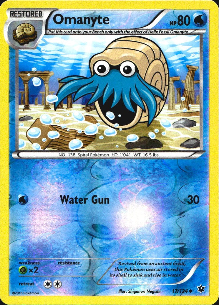 Omanyte 17/124 Uncommon Fates Collide Pokemon Reverse Holo Near Mint