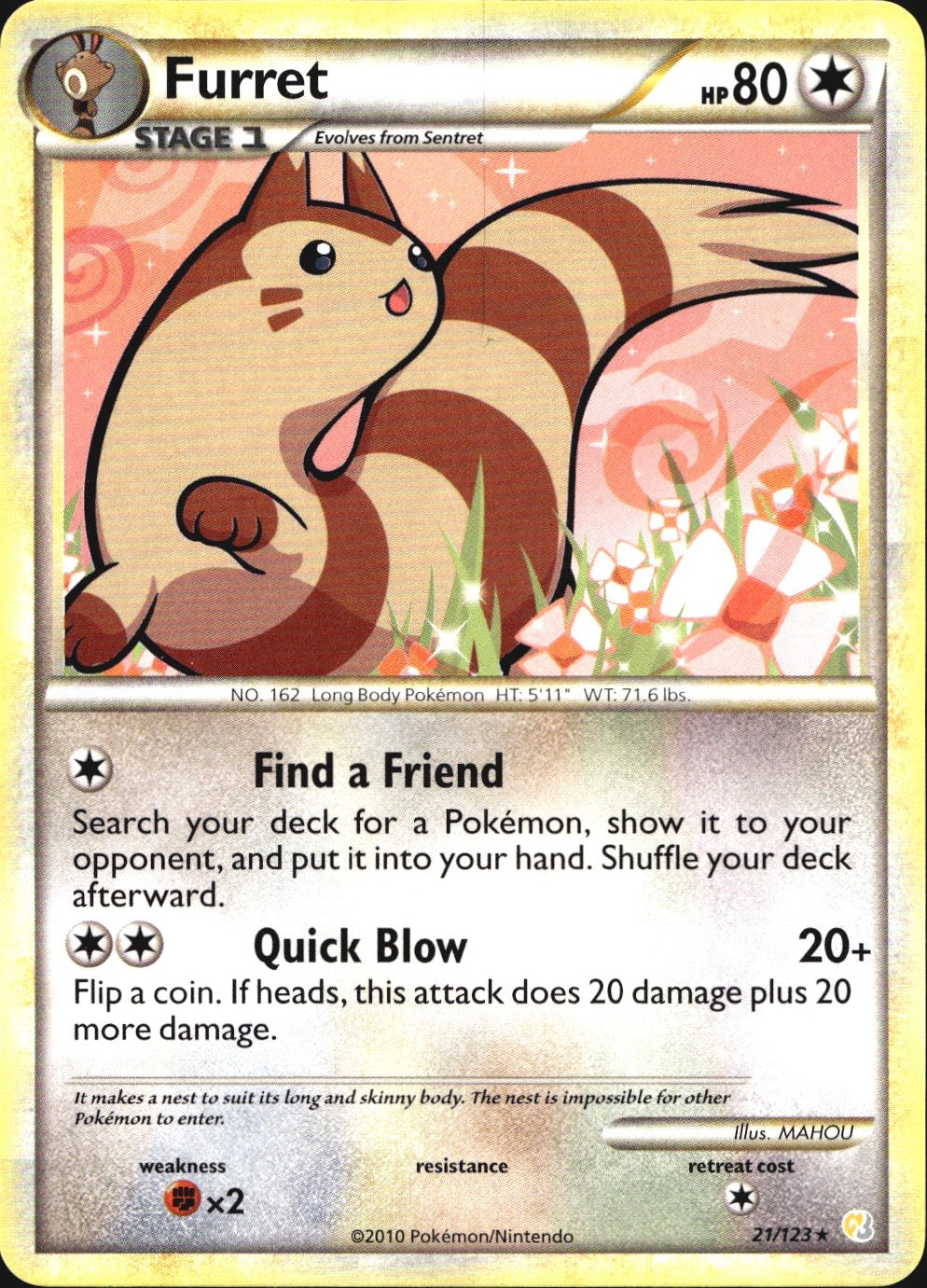 Furret 21/123 Rare HeartGold & SoulSilver Pokemon Near Mint