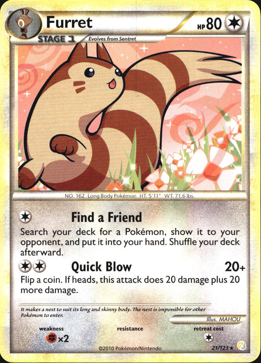 Furret 21/123 Rare HeartGold & SoulSilver Pokemon Near Mint
