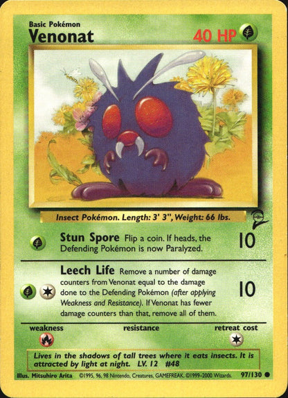 Venonat 97/130 Common Base Set 2 Pokemon Near Mint