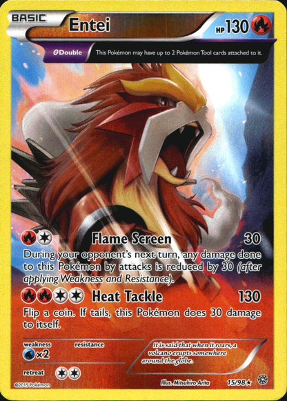 Entei 15/98 Holo Rare Ancient Origins Pokemon Reverse Holo Near Mint
