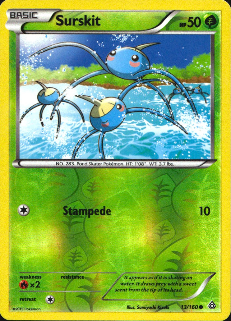Surskit 13/160 Common Primal Clash Pokemon Reverse Holo Near Mint