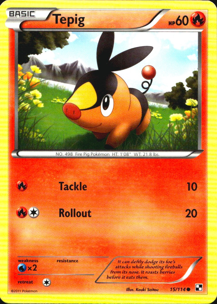 Tepig 15/114 Common Black & White Pokemon Near Mint