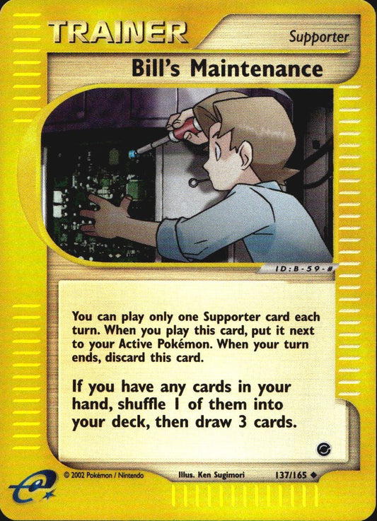 Bill's Maintenance 137/165 Uncommon Expedition Base Set Pokemon Reverse Holo NM