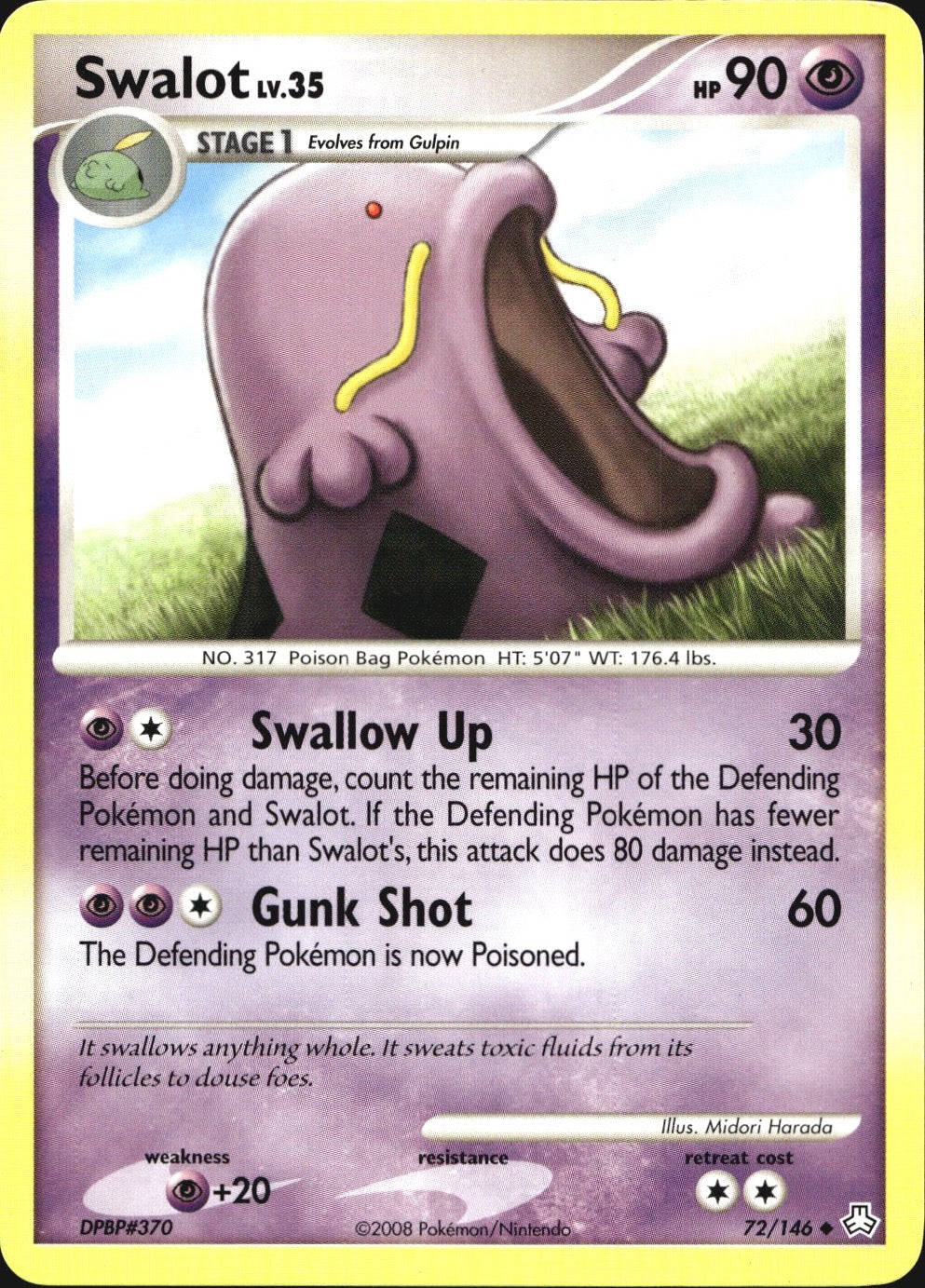 Swalot 72/146 Uncommon Legends Awakened Pokemon Near Mint