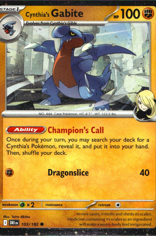 Cynthia's Gabite 103/182 Cosmos Holo Common Destined Rivals Pokemon Near Mint