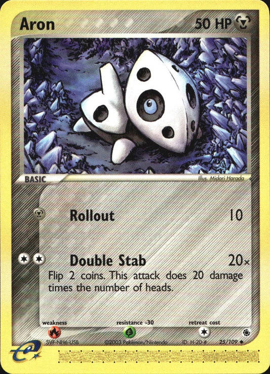 Aron 25/109 Uncommon Ruby & Sapphire Pokemon Near Mint