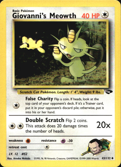 Giovanni's Meowth 43/132 Uncommon Gym Challenge Pokemon Near Mint